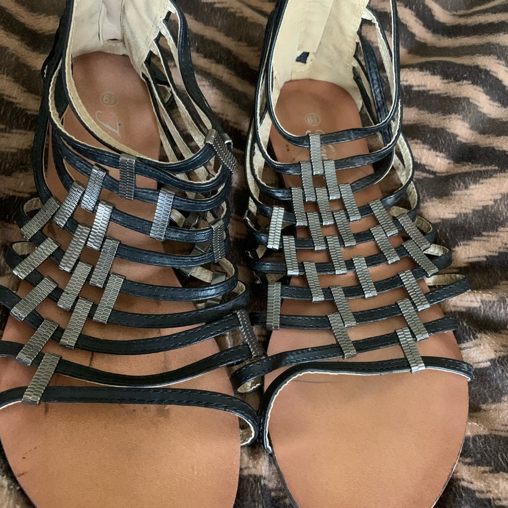 Black and silver sandals
